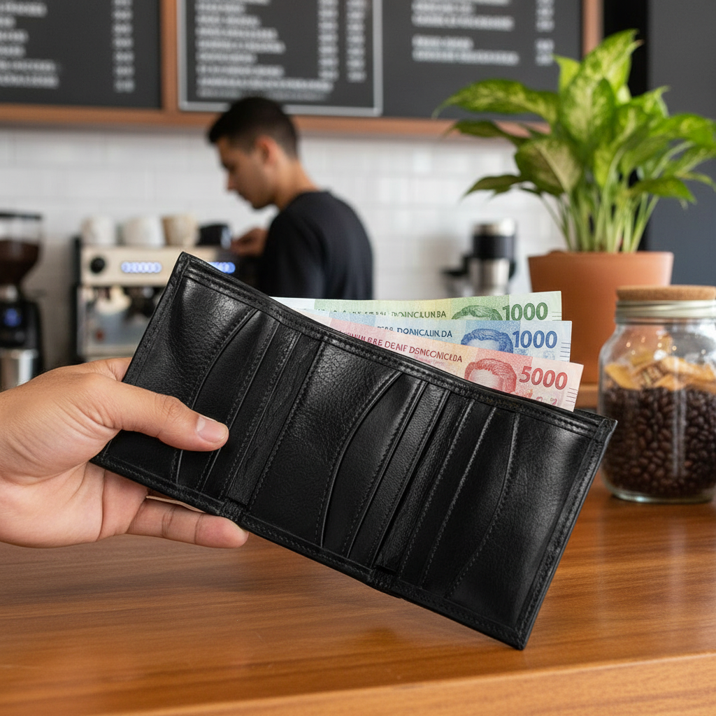 Billetera TriFold negra - Cafetería