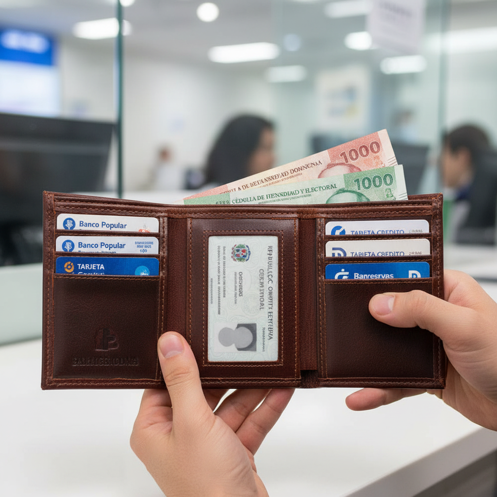 Billetera TriFold + Ventana marrón - Banco con cédula