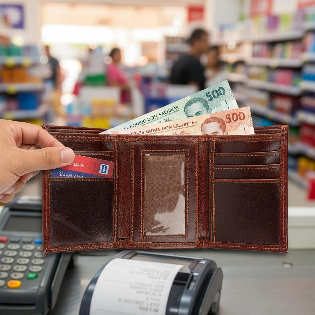 Billetera TriFold + Ventana marrón - Pago en tienda