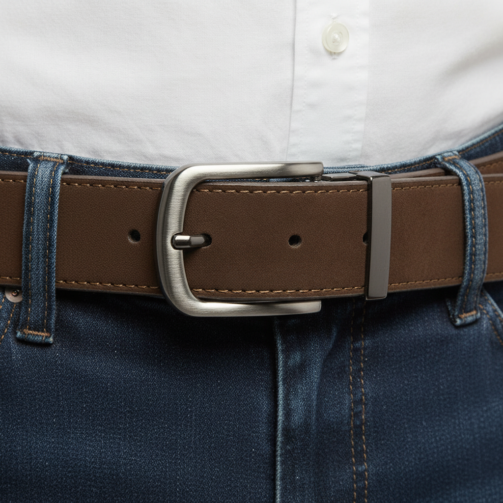 Cinturón marrón nobuck - Detalle macro