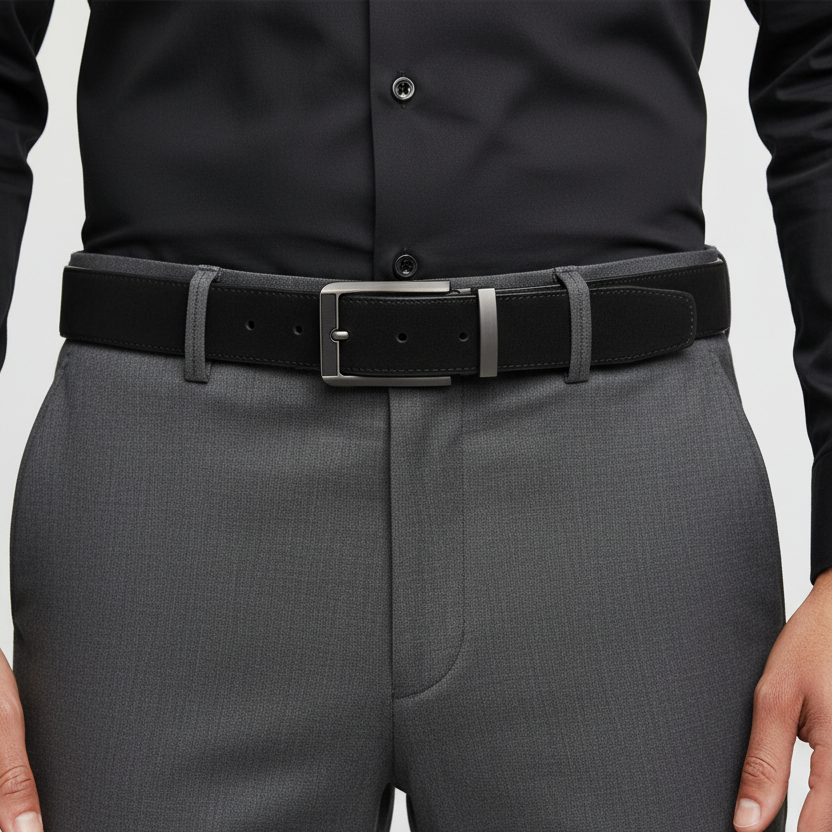 Cinturón negro nobuck - Close-up cintura