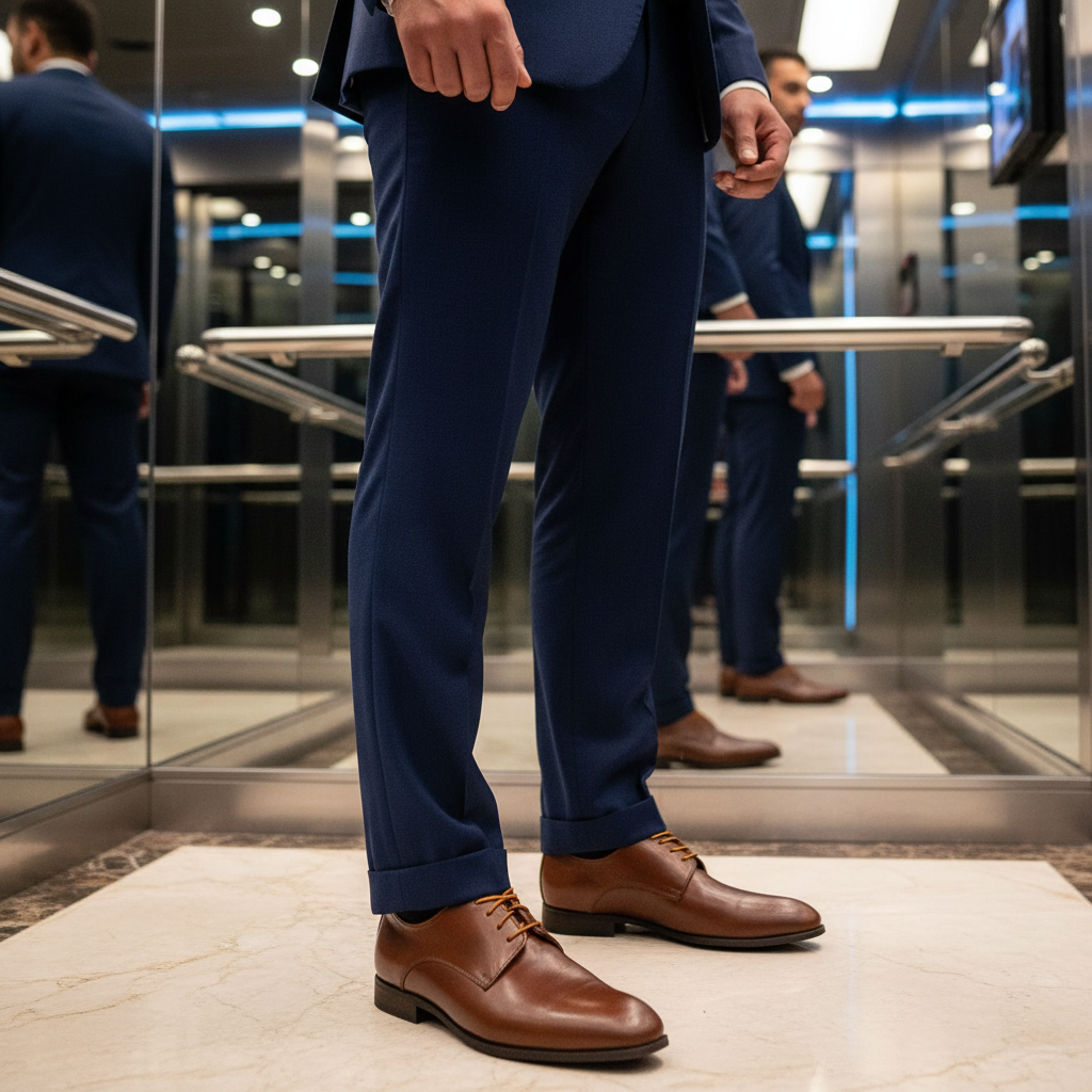 Dentro del ascensor con reflejos