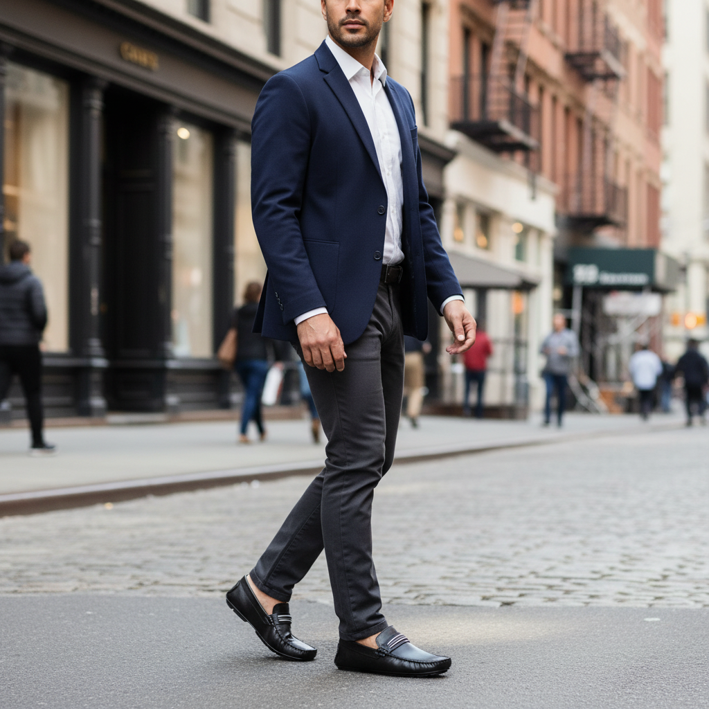 Mocasín CURET Negro - Outfit urbano