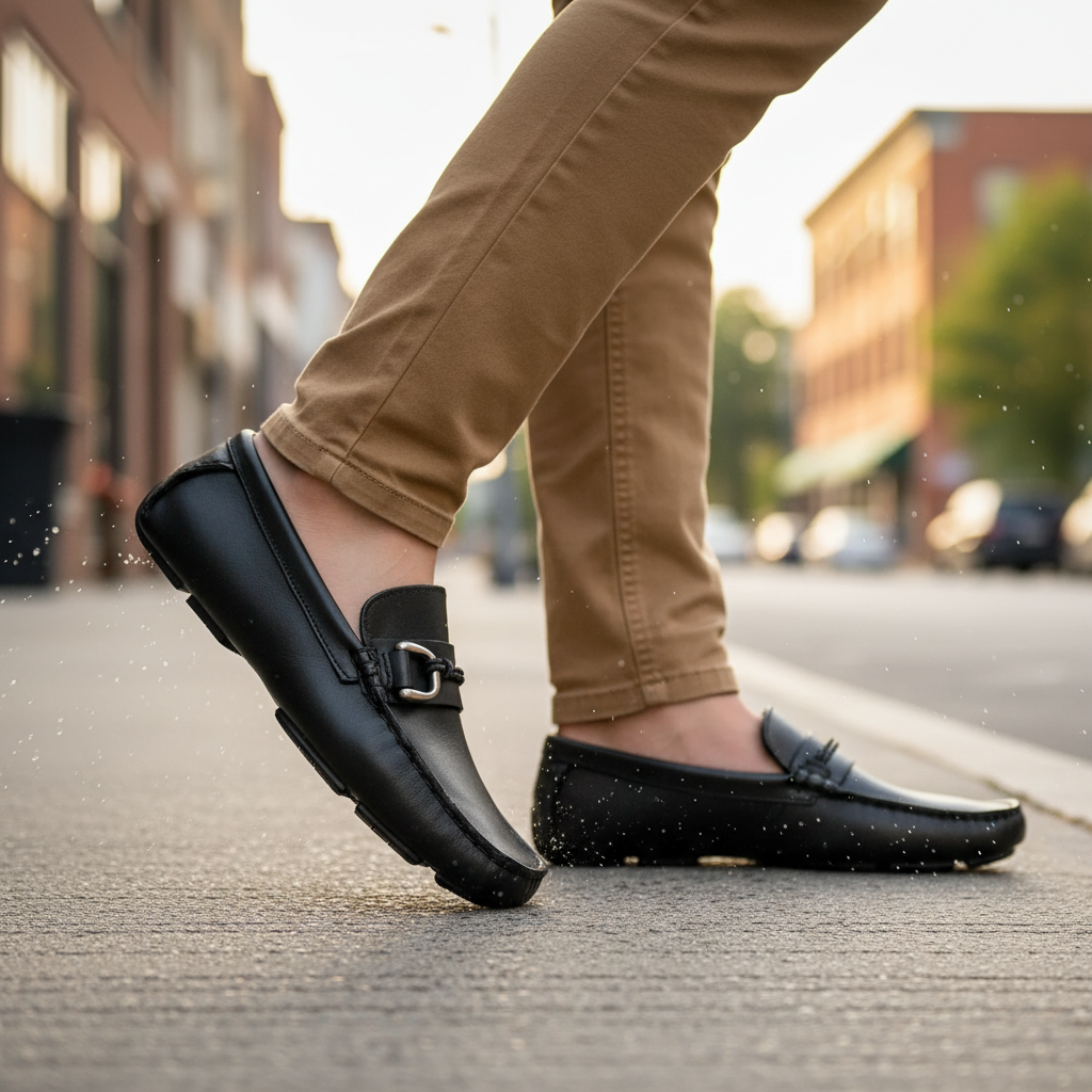 Movimiento dinámico mocasín negro