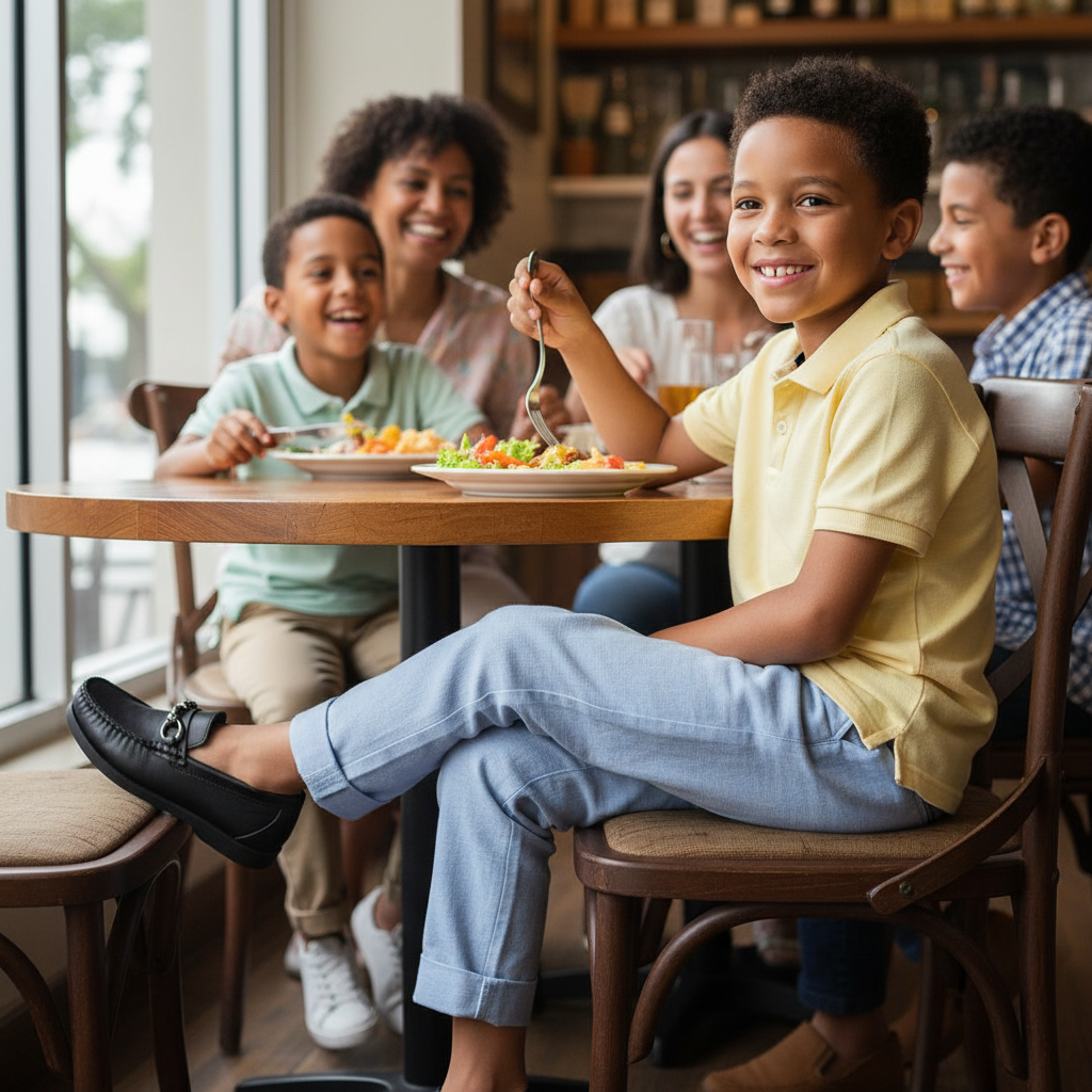 Niño en restaurante