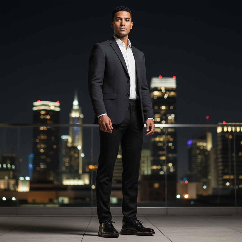 Oxford Elevan Negro — Outfit: Rooftop