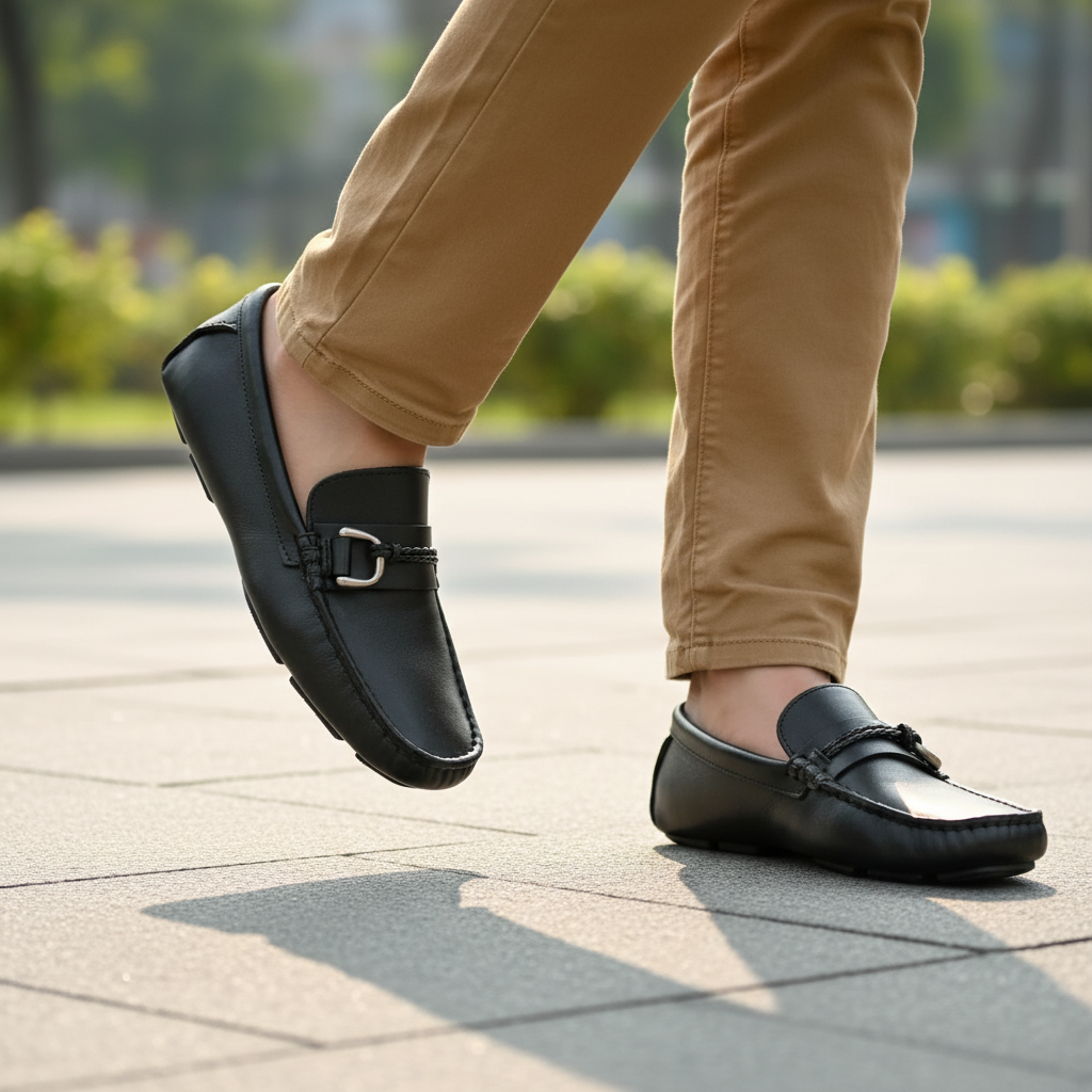 Pie avanzando en pavimento