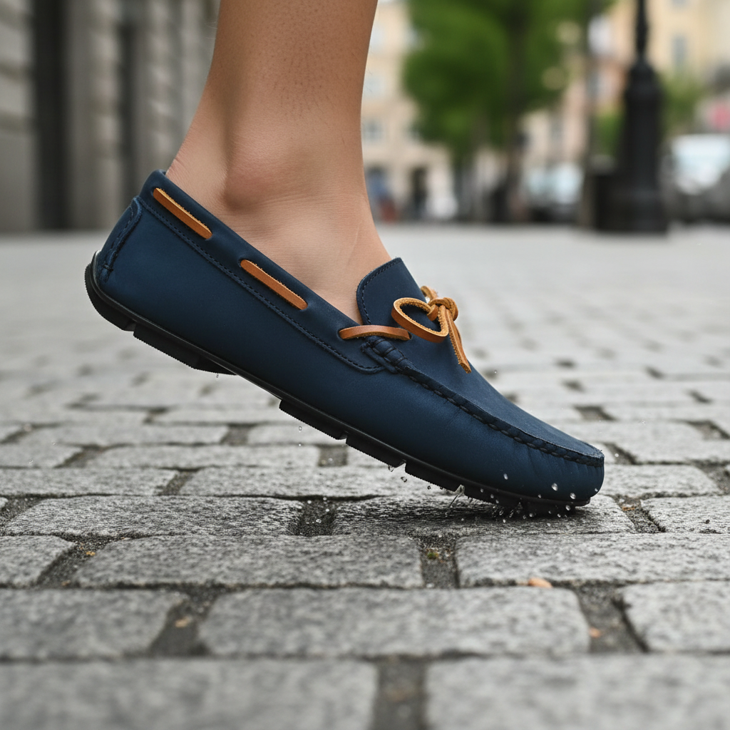 Pie avanzando en pavimento