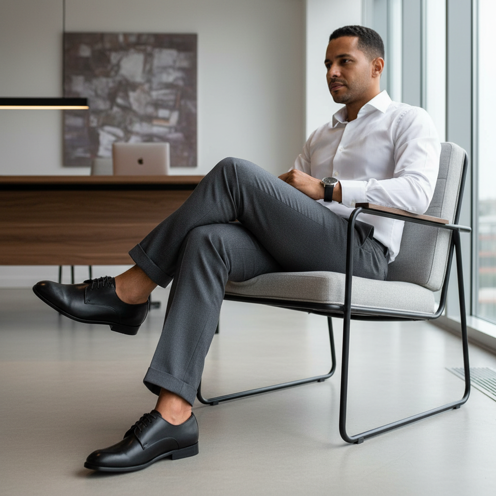 Pose sentado - Pantalones con camisa elegante