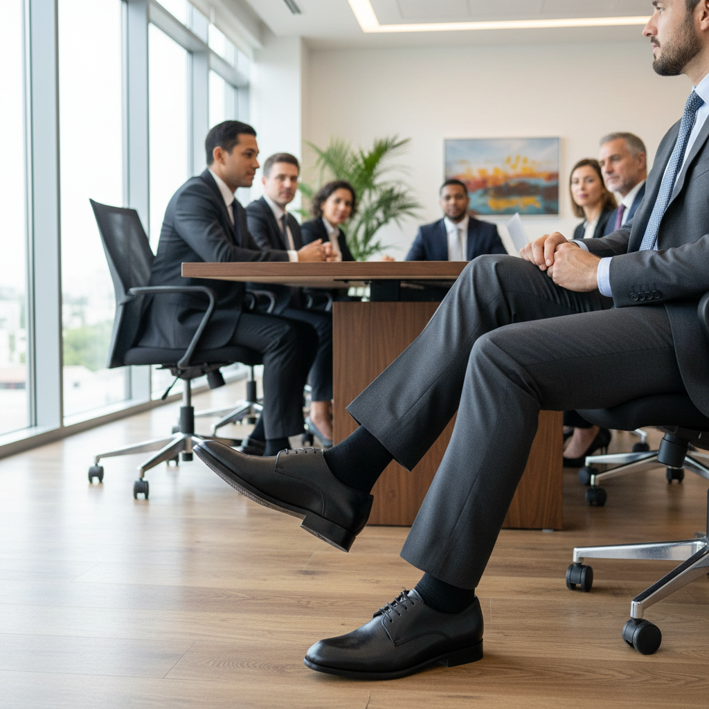 Reunión de negocios - Traje con camisa azul claro
