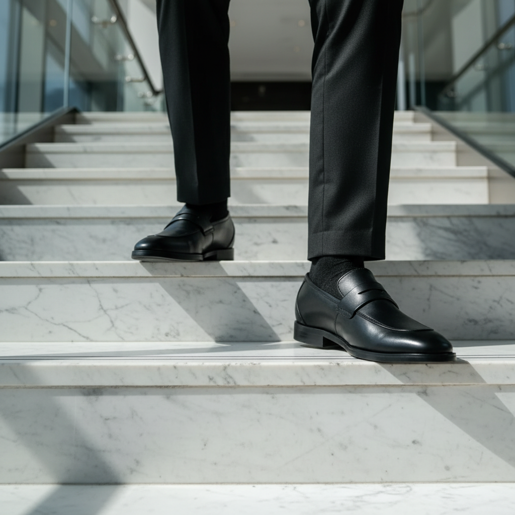 Subiendo escaleras - Ángulo bajo dramático