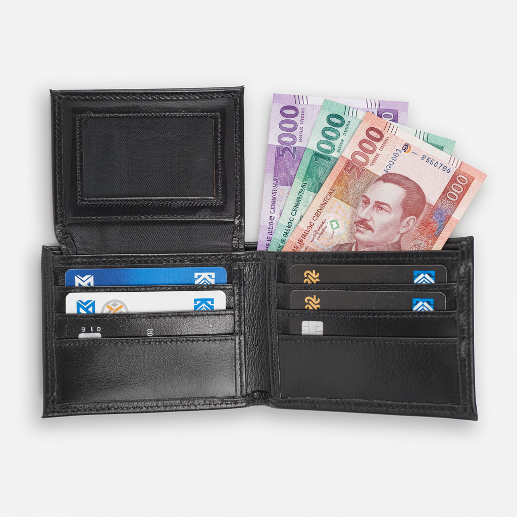 Billetera BiFold Flip-up - Abierta con pesos