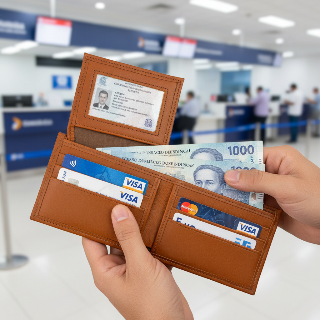 Billetera BiFold Flip-up café - Banco con cédula