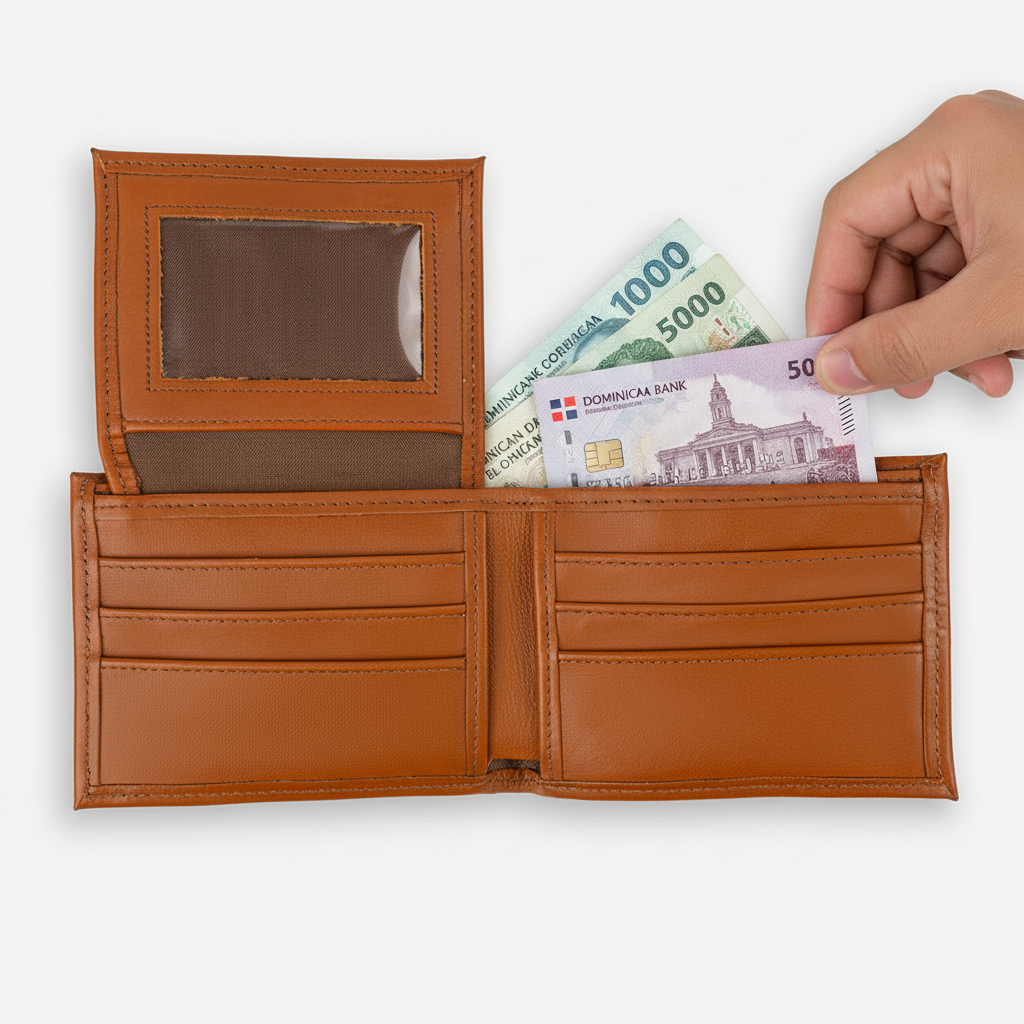 Billetera BiFold Flip-up café - Insertando tarjeta