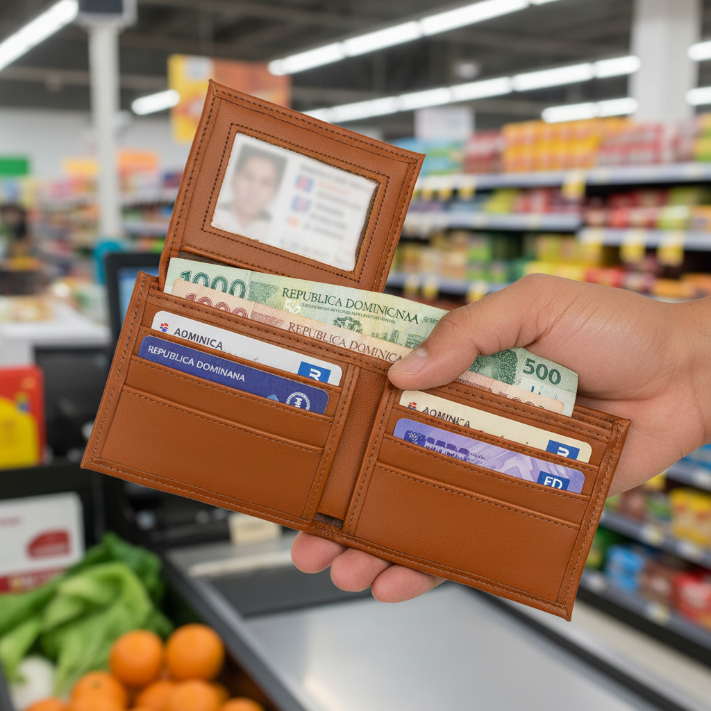 Billetera BiFold Flip-up café - Pago en supermercado