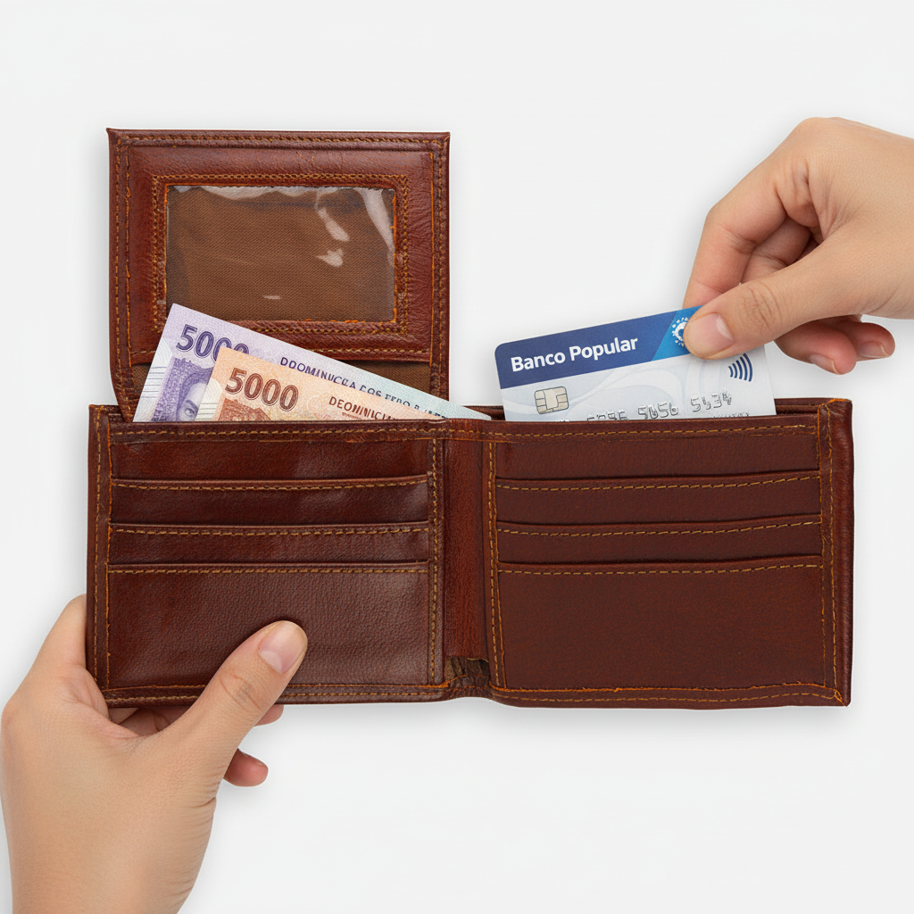 Billetera BiFold Flip-up marrón - Insertando tarjeta