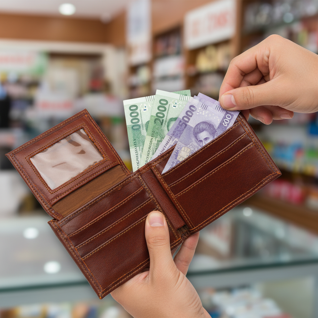 Billetera BiFold Flip-up marrón - Pago en tienda