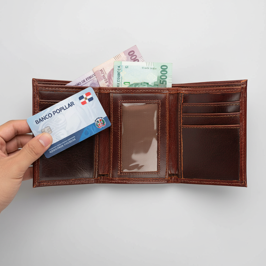 Billetera TriFold + Ventana marrón - Insertando tarjeta