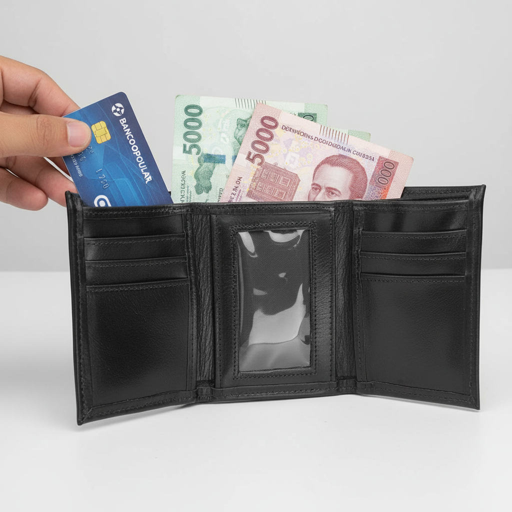 Billetera TriFold + Ventana negra - Insertando tarjeta