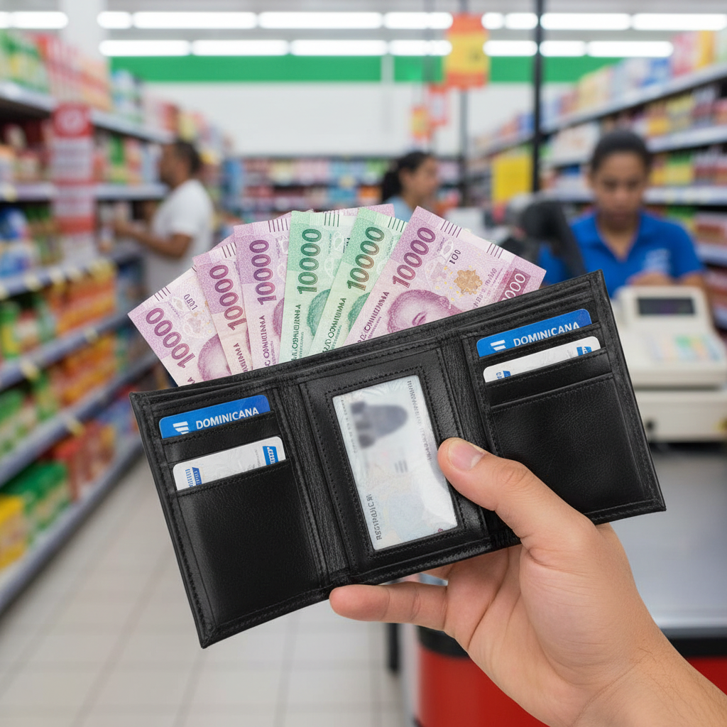 Billetera TriFold + Ventana negra - Pago en supermercado