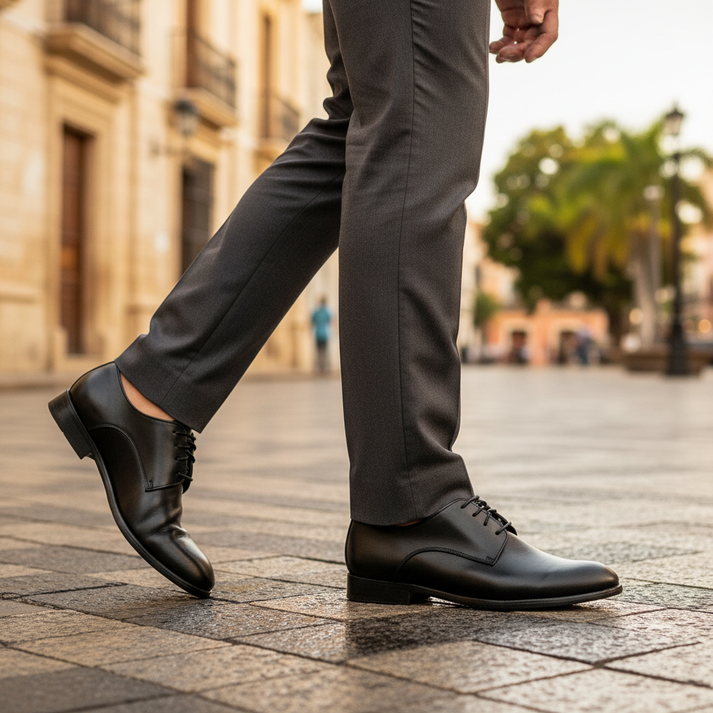 Caminando - Traje moderno con camisa rayada