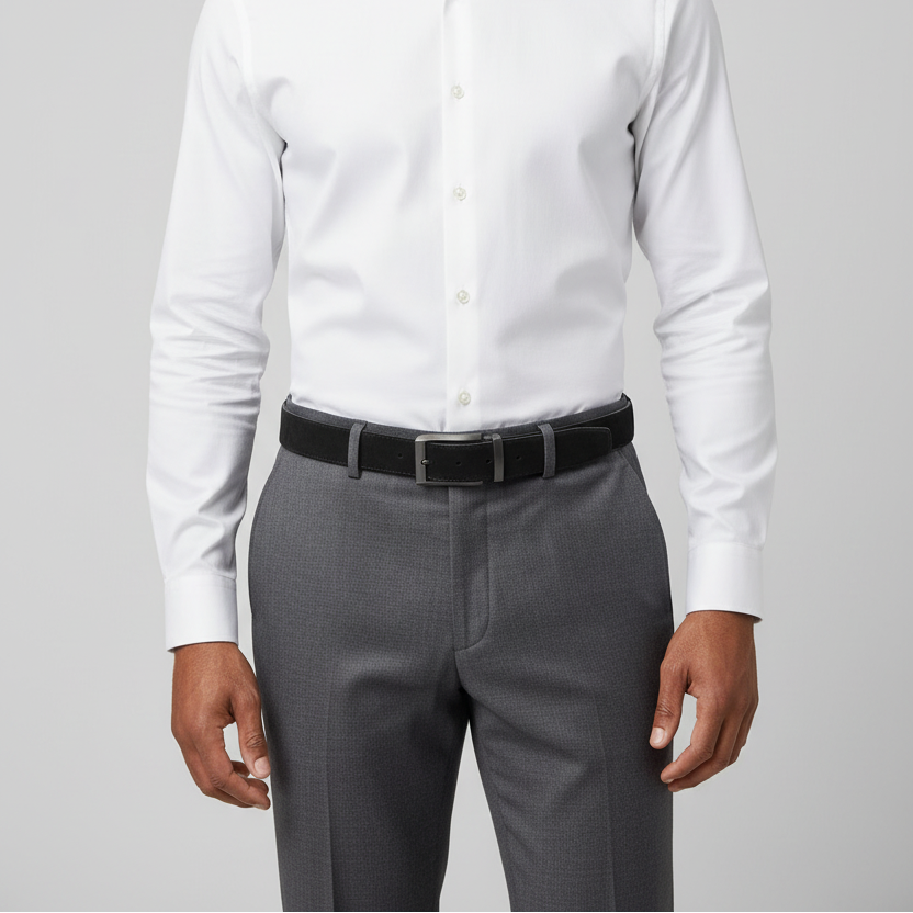 Cinturón negro nobuck - Outfit elegante