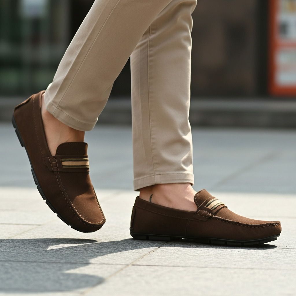 Close-up mocasines caminando