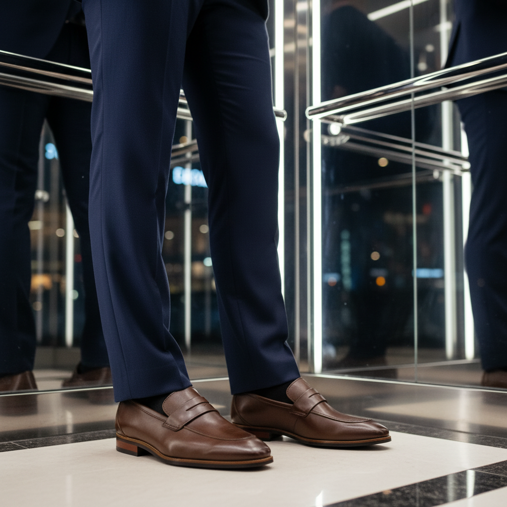 Dentro del ascensor con reflejos