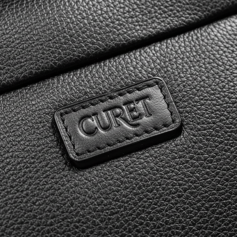 Macro logo and leather detail