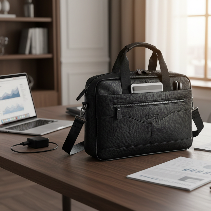 Maletín Orizon negro en oficina