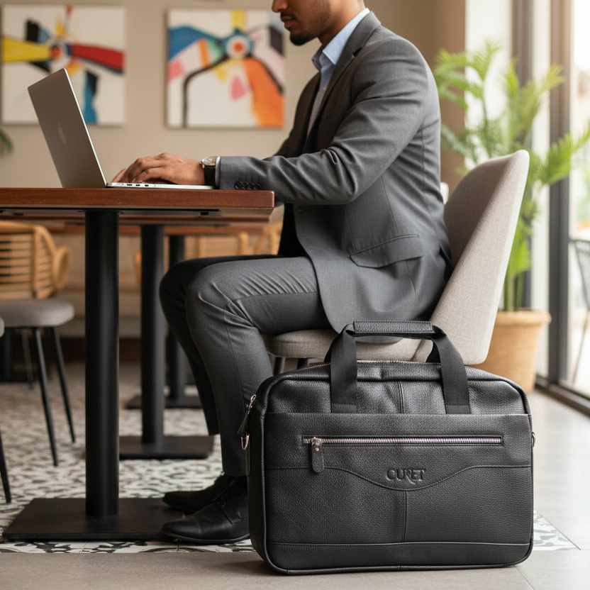 Maletín Orizon negro en restaurante