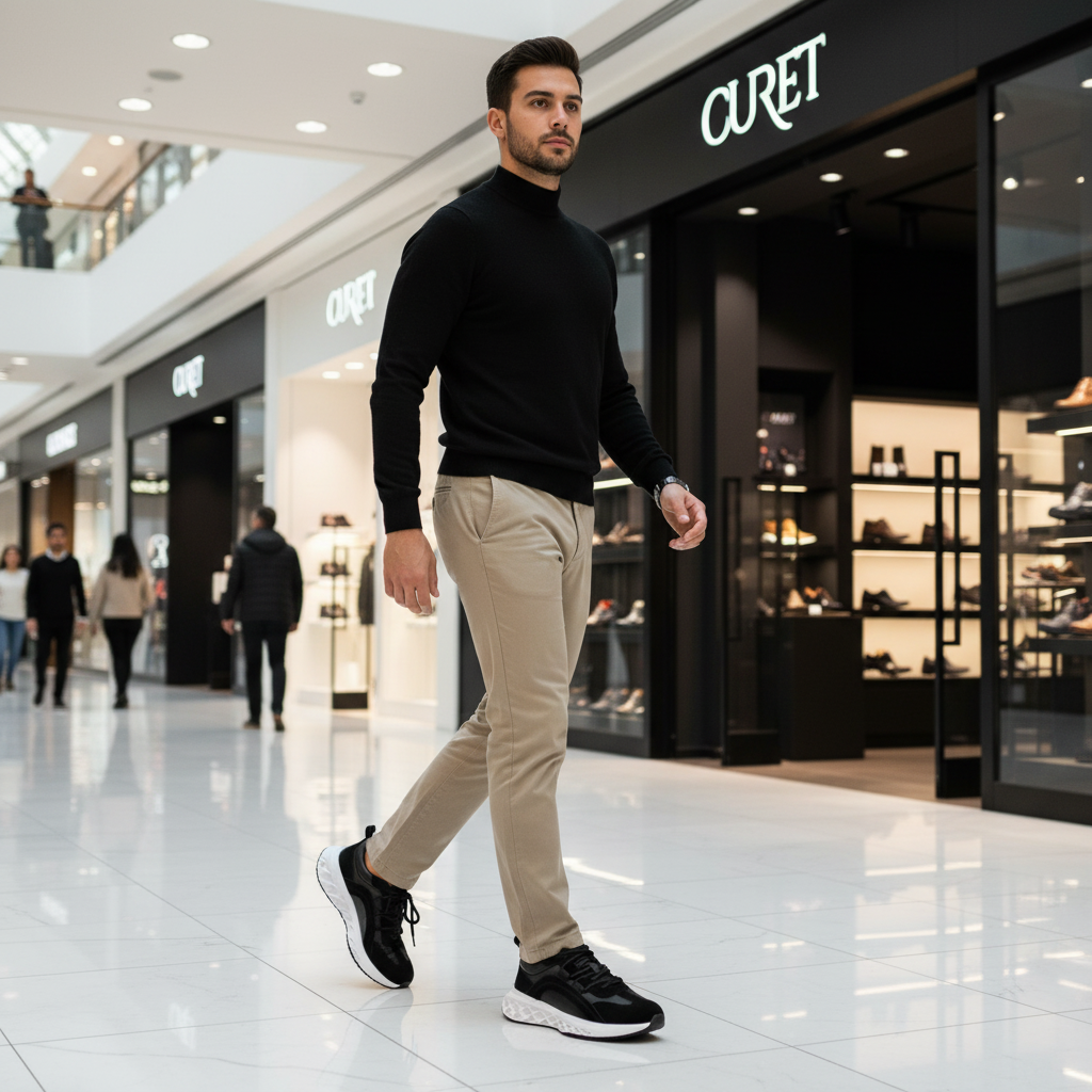 Mall CURET - Mock-neck negro - Chino khaki