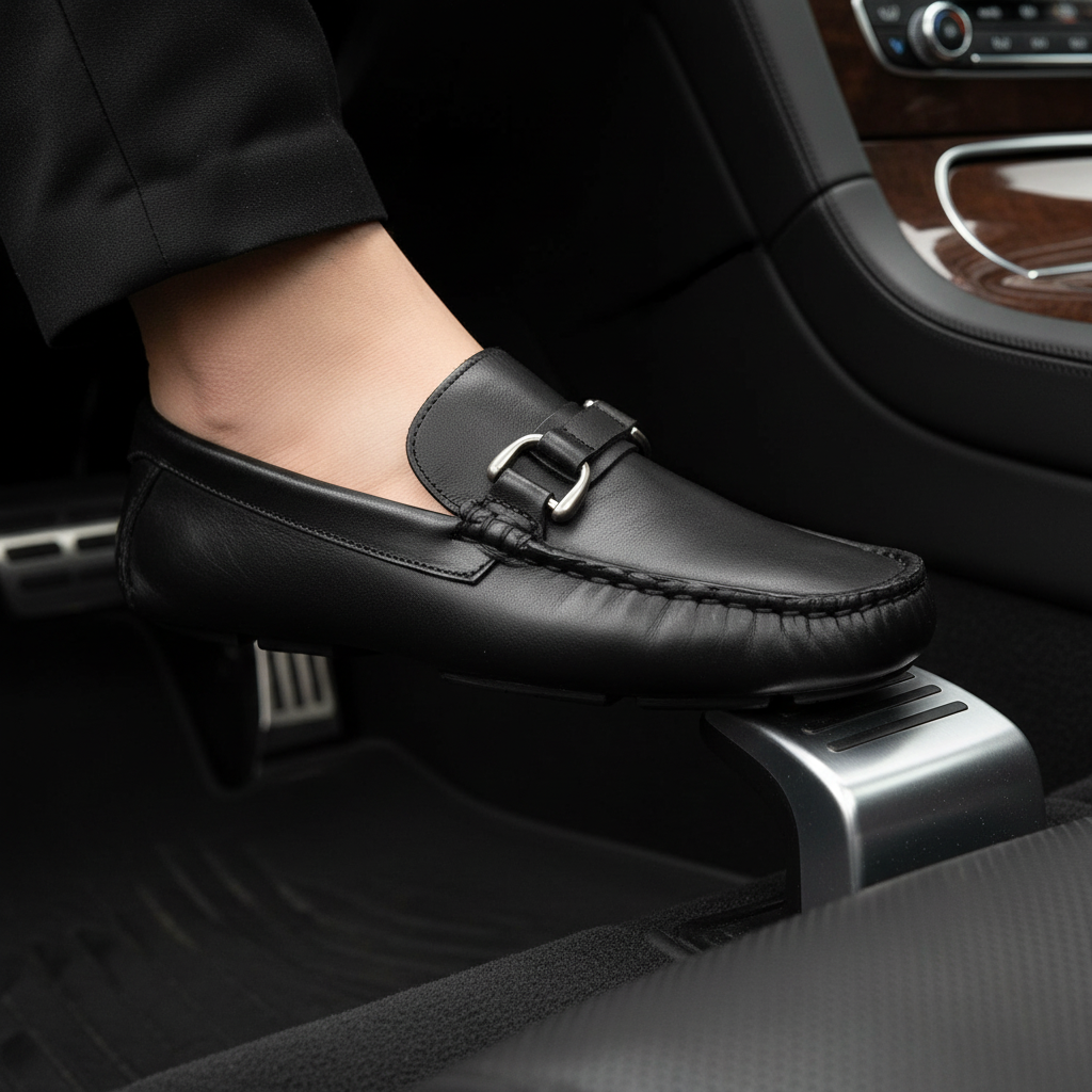 Mocasín en pedal de auto