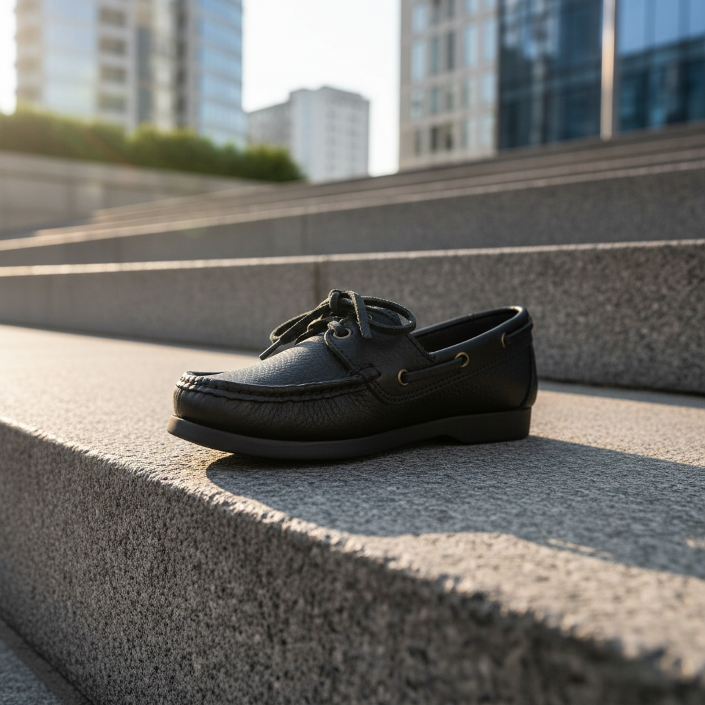 Mocasín náutico en escalones exteriores
