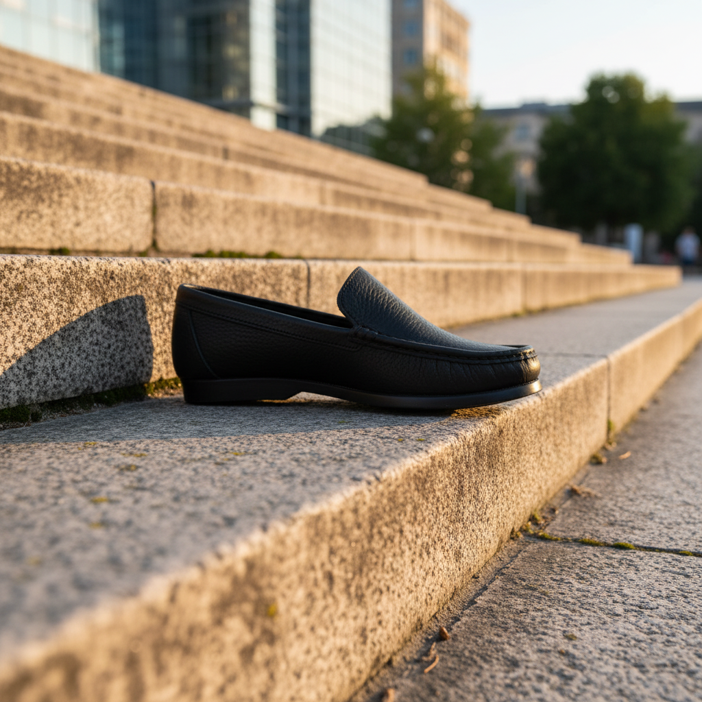 Mocasín slip-on en escalones exteriores