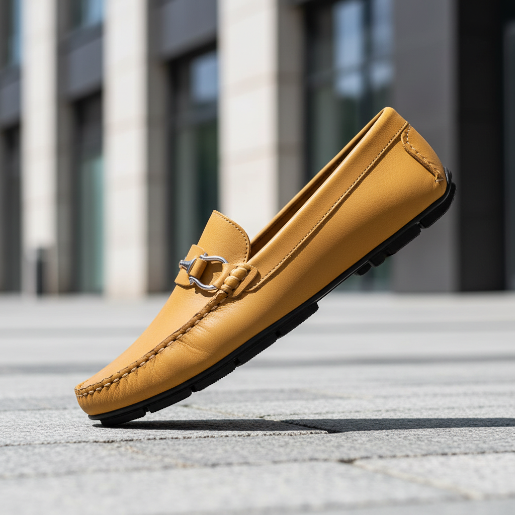 Movimiento dinámico mocasín mostaza