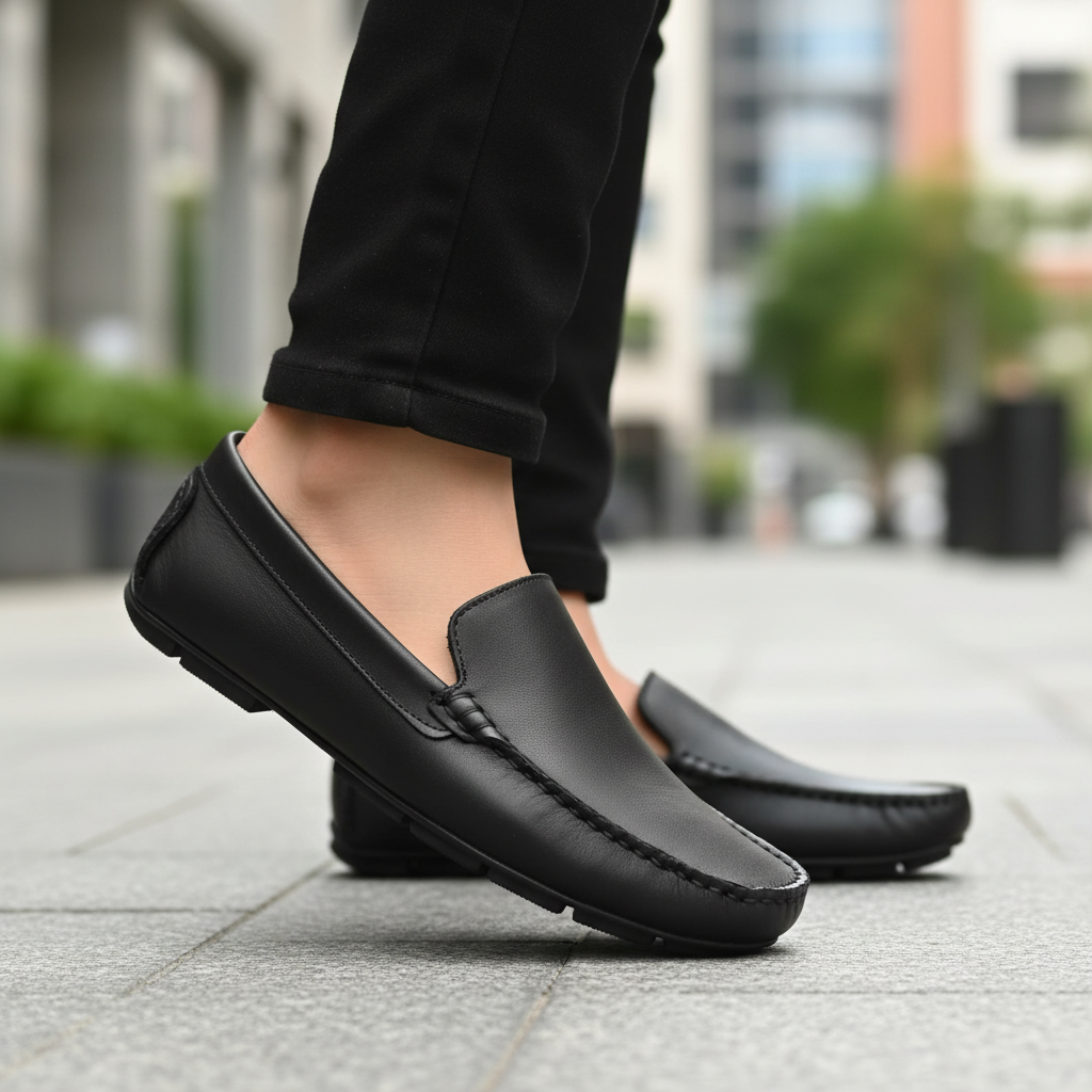 Movimiento dinámico mocasín negro