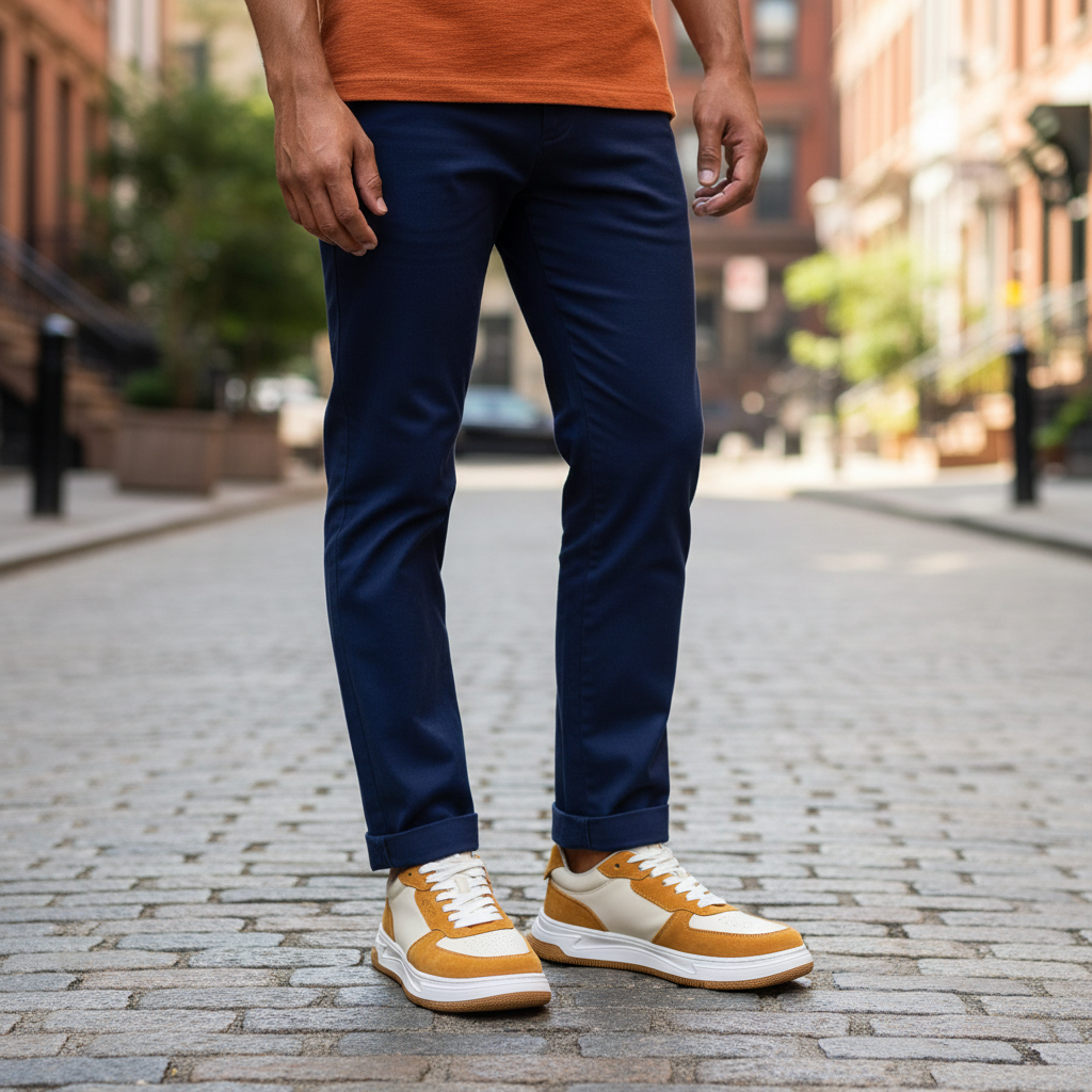 Navy Chinos Orange Polo