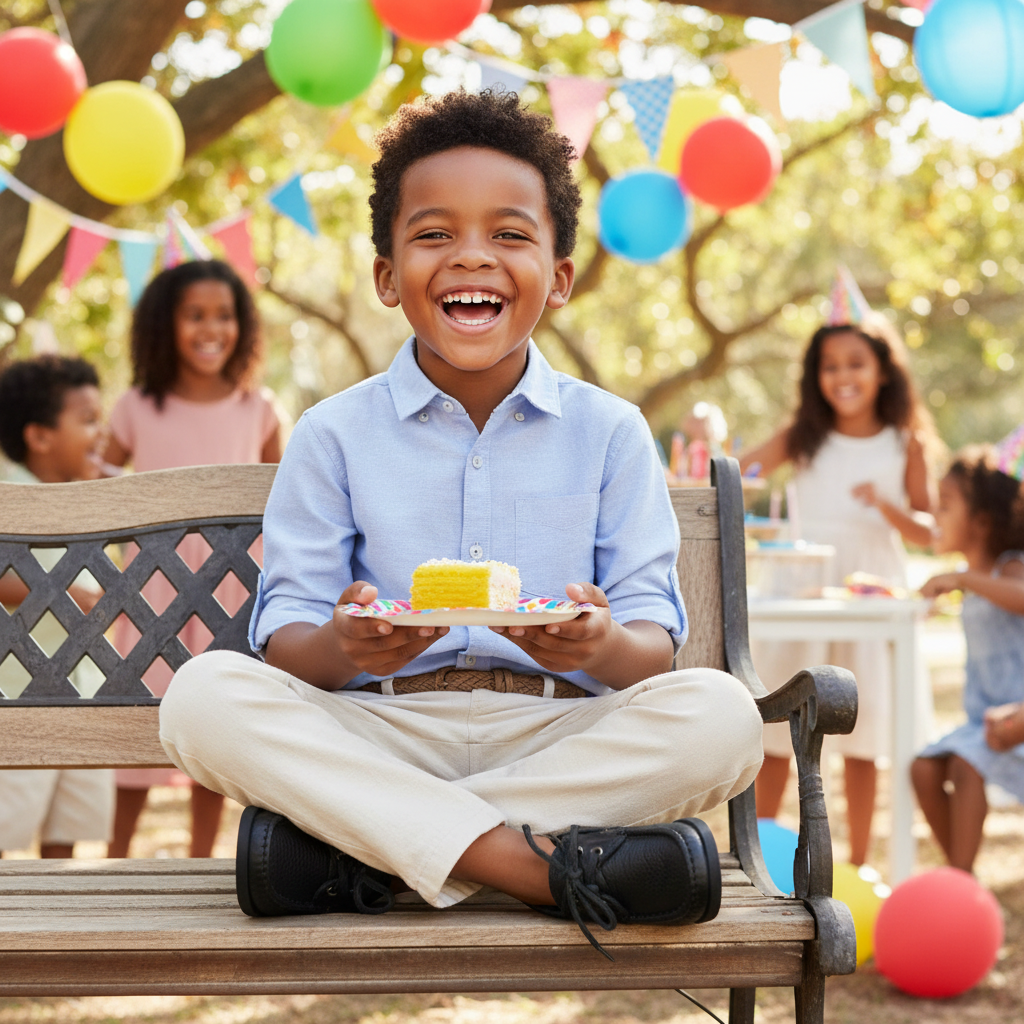 Niño en fiesta de cumpleaños