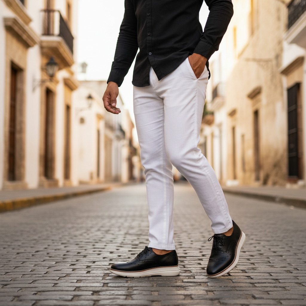 Oxford Elevan Negro/Blanco — #4 Zona Colonial, cuello abajo