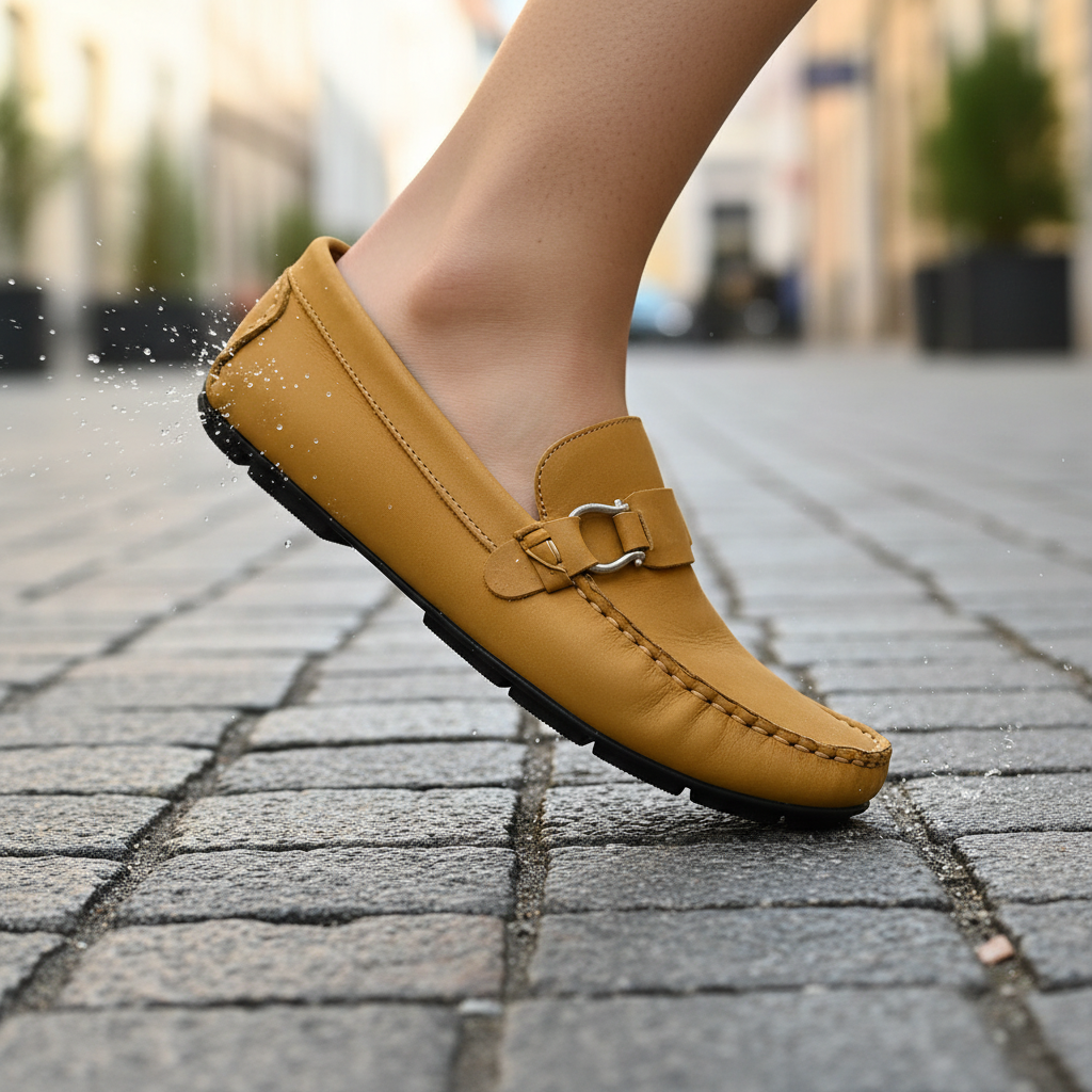 Pie avanzando en pavimento